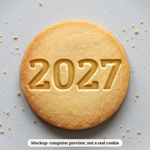 2027 cookie stamp - cookie mockup, a computer preview, not a real cookie