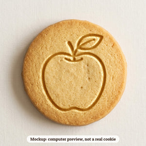 Apple for the Teacher cookie stamp - cookie mockup, a computer preview, not a real cookie