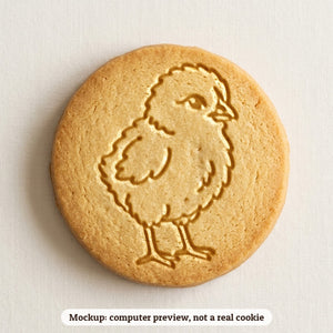 Baby Chick cookie stamp - cookie mockup, a computer preview, not a real cookie