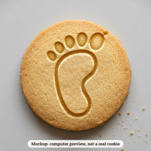 Baby Footprints cookie stamp - cookie mockup, a computer preview, not a real cookie