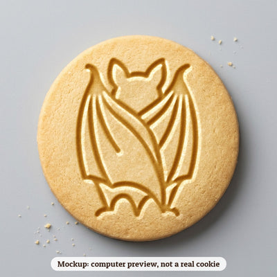 Bat cookie stamp - cookie mockup, a computer preview, not a real cookie