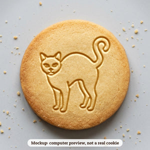 Black Cat cookie stamp - cookie mockup, a computer preview, not a real cookie