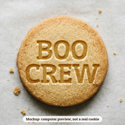 Boo Crew cookie stamp - cookie mockup, a computer preview, not a real cookie