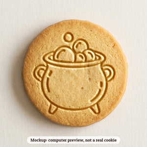 Bubbling Cauldron cookie stamp - cookie mockup, a computer preview, not a real cookie