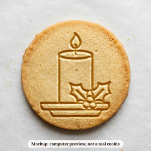 Candle in a Holder cookie stamp - cookie mockup, a computer preview, not a real cookie