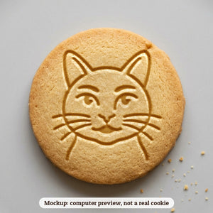 Cat cookie stamp - cookie mockup, a computer preview, not a real cookie