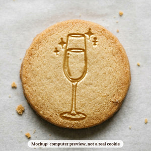 Champagne Glass cookie stamp - cookie mockup, a computer preview, not a real cookie