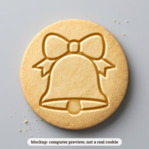 Christmas Bell cookie stamp - cookie mockup, a computer preview, not a real cookie