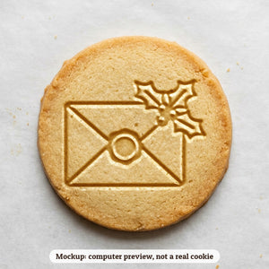 Christmas Card cookie stamp - cookie mockup, a computer preview, not a real cookie