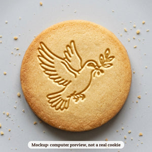 Christmas Dove cookie stamp - cookie mockup, a computer preview, not a real cookie
