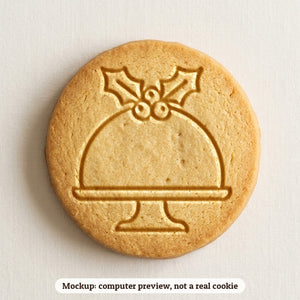 Christmas Pudding cookie stamp - cookie mockup, a computer preview, not a real cookie