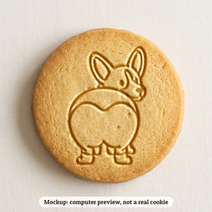 Corgi cookie stamp - cookie mockup, a computer preview, not a real cookie
