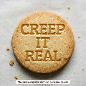Creep It Real cookie stamp - cookie mockup, a computer preview, not a real cookie
