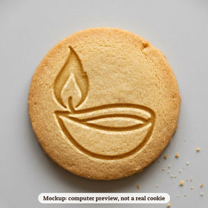 Diya Lamp cookie stamp - cookie mockup, a computer preview, not a real cookie