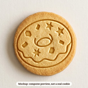Donut cookie stamp - cookie mockup, a computer preview, not a real cookie