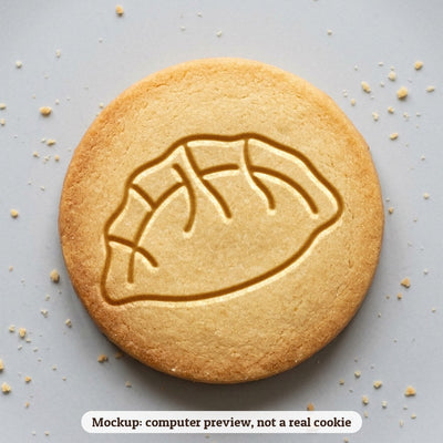 Dumplings cookie stamp - cookie mockup, a computer preview, not a real cookie
