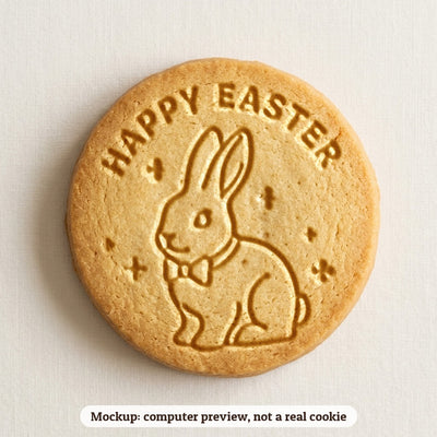 Easter Bunny cookie stamp - cookie mockup, a computer preview, not a real cookie