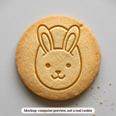 Easter Egg & Bunny cookie stamp - cookie mockup, a computer preview, not a real cookie