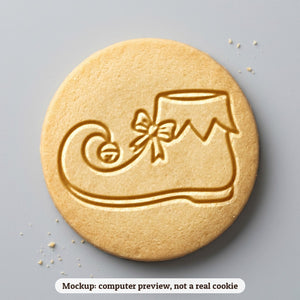 Elf Shoe cookie stamp - cookie mockup, a computer preview, not a real cookie