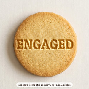 Engaged cookie stamp - cookie mockup, a computer preview, not a real cookie