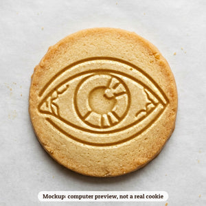 Eyeball cookie stamp - cookie mockup, a computer preview, not a real cookie