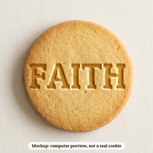 Faith cookie stamp - cookie mockup, a computer preview, not a real cookie