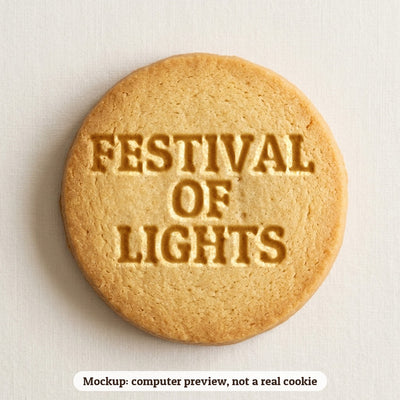 Festival of Lights cookie stamp - cookie mockup, a computer preview, not a real cookie
