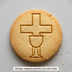 First Communion Cross cookie stamp - cookie mockup, a computer preview, not a real cookie
