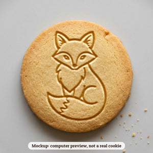 Fox cookie stamp - cookie mockup, a computer preview, not a real cookie