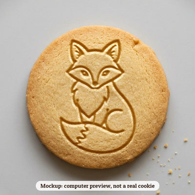 Fox cookie stamp - cookie mockup, a computer preview, not a real cookie