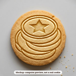 Gelt Coins cookie stamp - cookie mockup, a computer preview, not a real cookie