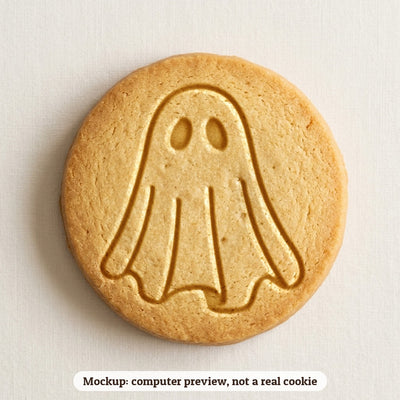 Ghost cookie stamp - cookie mockup, a computer preview, not a real cookie