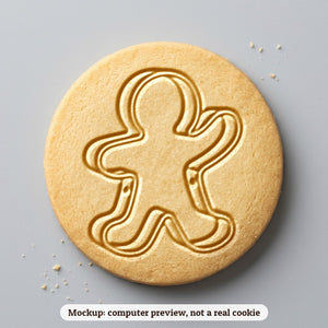 Gingerbread Man Waving cookie stamp - cookie mockup, a computer preview, not a real cookie
