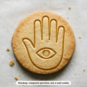 Hamsa Hand cookie stamp - cookie mockup, a computer preview, not a real cookie