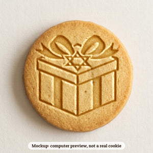 Hanukkah Gift cookie stamp - cookie mockup, a computer preview, not a real cookie