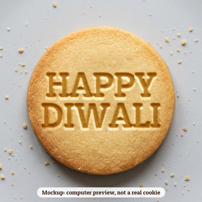 Happy Diwali cookie stamp - cookie mockup, a computer preview, not a real cookie