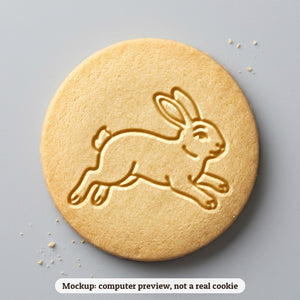 Hopping Bunny cookie stamp - cookie mockup, a computer preview, not a real cookie