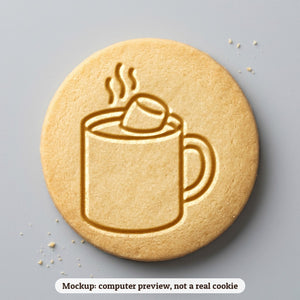 Hot Cocoa Mug cookie stamp - cookie mockup, a computer preview, not a real cookie
