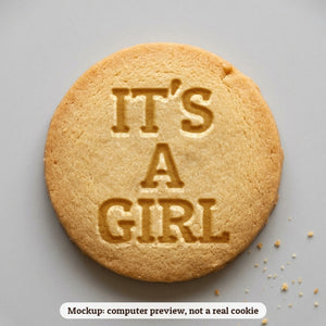 It's a Girl cookie stamp - cookie mockup, a computer preview, not a real cookie