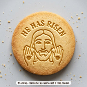Jesus cookie stamp - cookie mockup, a computer preview, not a real cookie