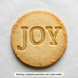 Joy cookie stamp - cookie mockup, a computer preview, not a real cookie