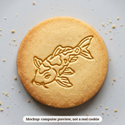 Koi Fish cookie stamp - cookie mockup, a computer preview, not a real cookie