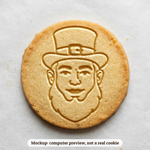 Leprechaun Face cookie stamp - cookie mockup, a computer preview, not a real cookie