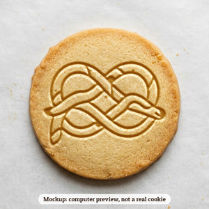 Love Knot cookie stamp - cookie mockup, a computer preview, not a real cookie