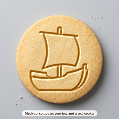 Mayflower Ship cookie stamp - cookie mockup, a computer preview, not a real cookie