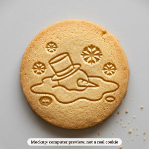 Melting Snowman cookie stamp - cookie mockup, a computer preview, not a real cookie
