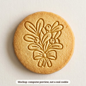 Mistletoe cookie stamp - cookie mockup, a computer preview, not a real cookie