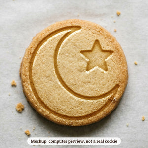 Moon and Stars cookie stamp - cookie mockup, a computer preview, not a real cookie