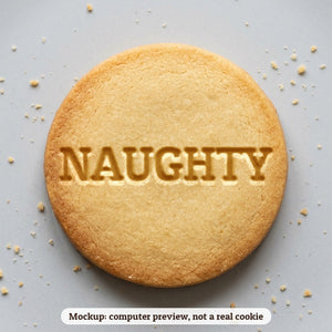 Naughty cookie stamp - cookie mockup, a computer preview, not a real cookie