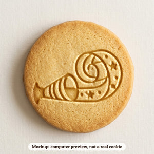 Party Horn cookie stamp - cookie mockup, a computer preview, not a real cookie